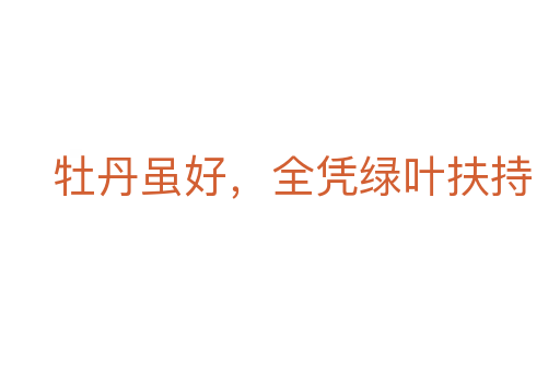 牡丹雖好，全憑綠葉扶持
